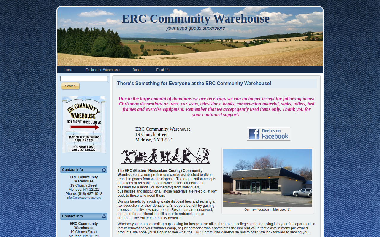 Erc Community Warehouse website preview