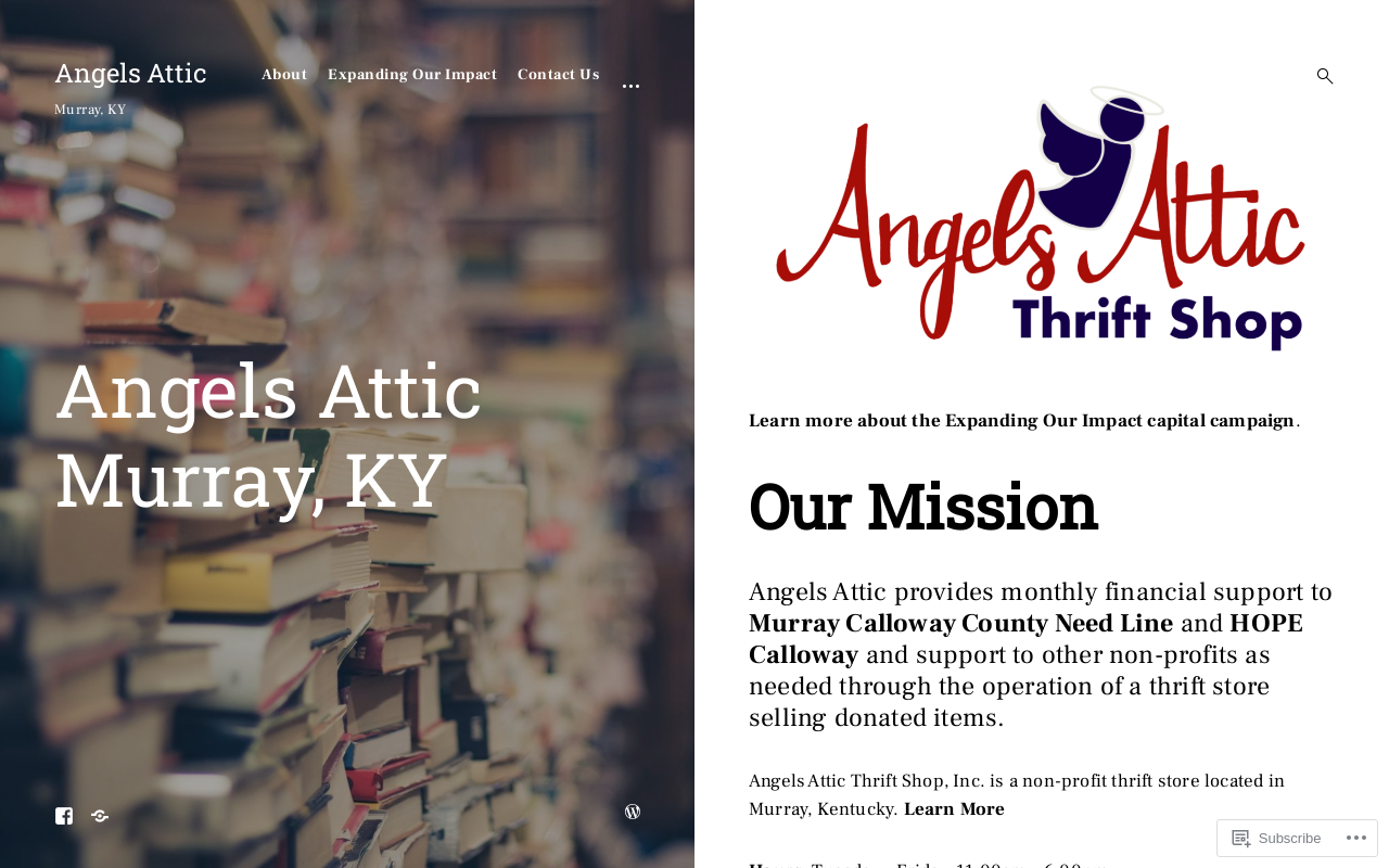 Angels Attic Thrift Shop website preview