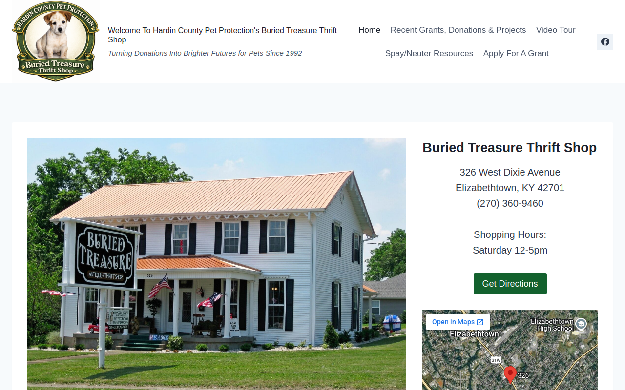 Buried Treasure Thrift Shop website preview