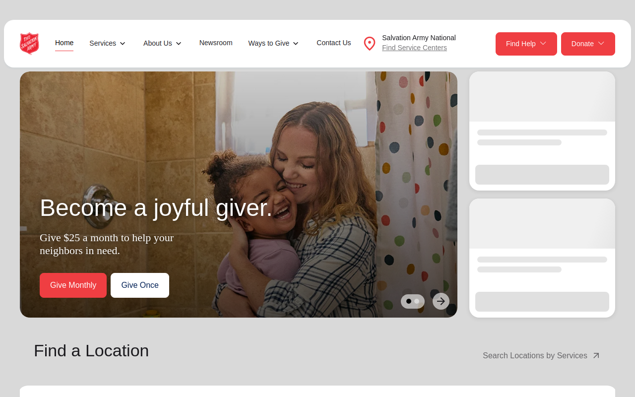 Salvation Army Thrift Store website preview