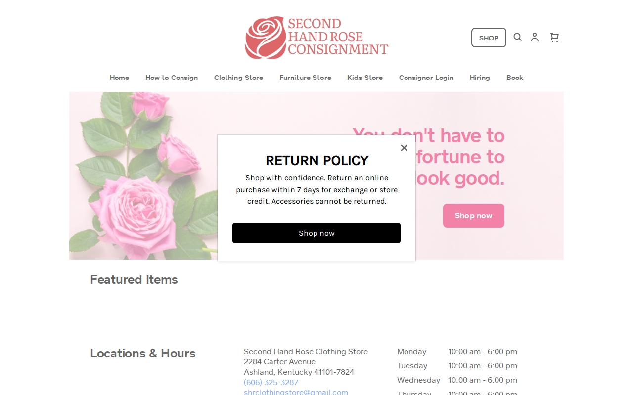 Second Hand Rose website preview