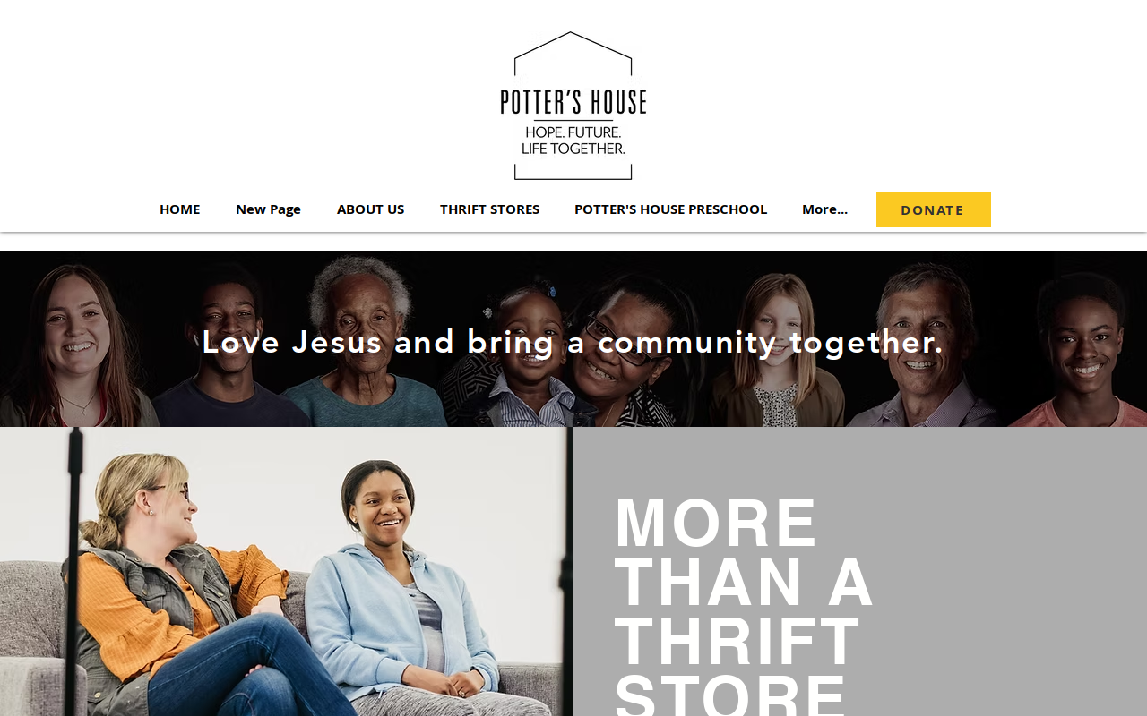Potter's House Thrift website preview