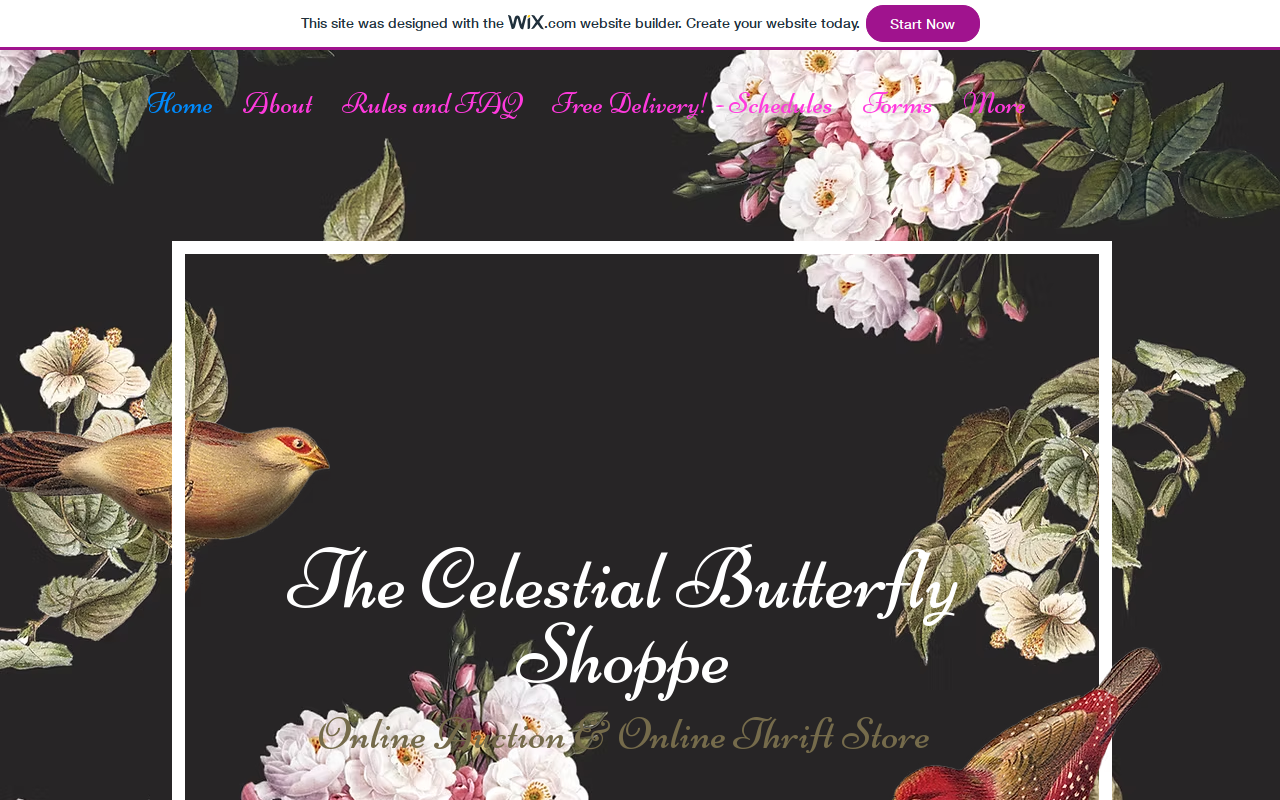 Celestial Butterfly Shoppe LLC Live Auctions website preview