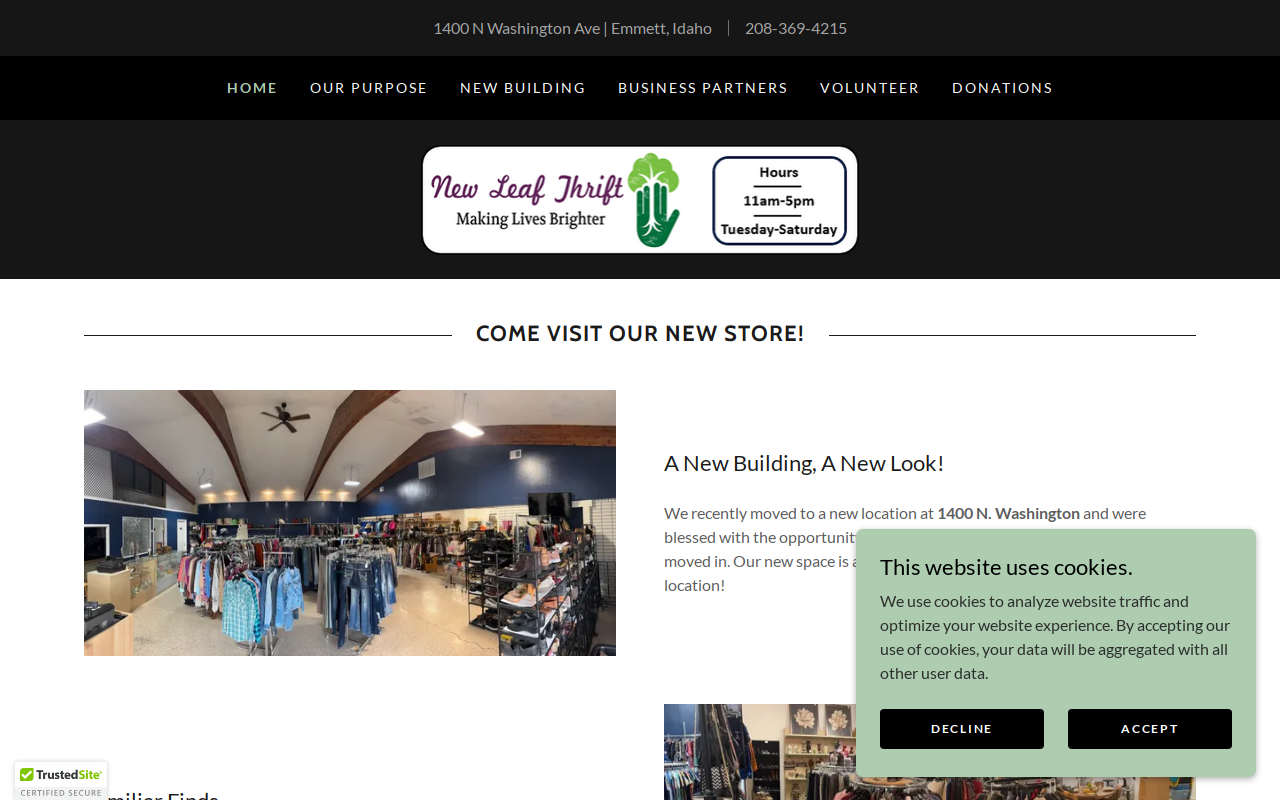 New Leaf Thrift website preview