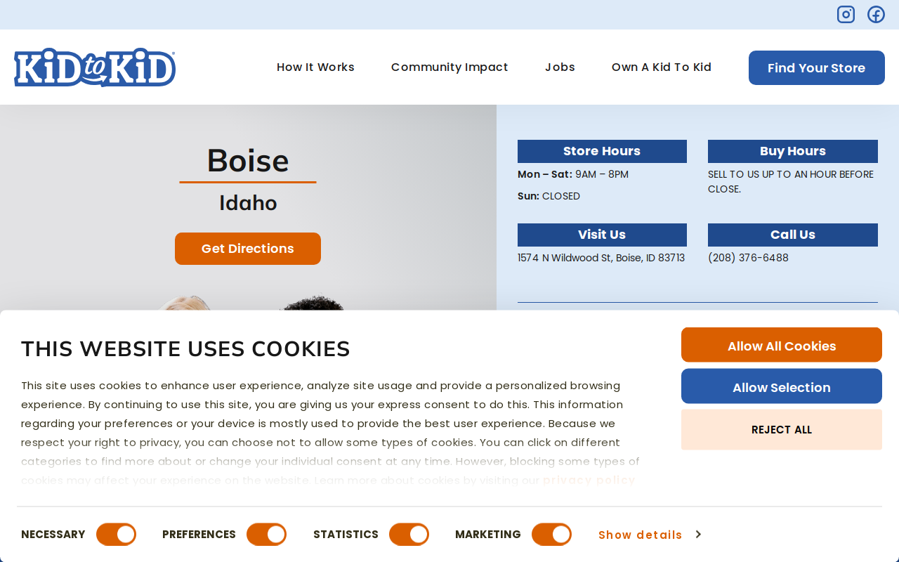 Kid to Kid Boise website preview