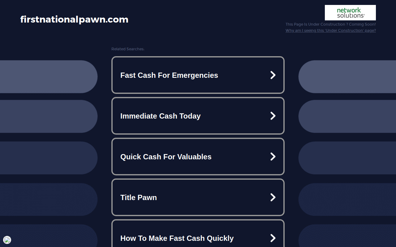 First National Pawn website preview