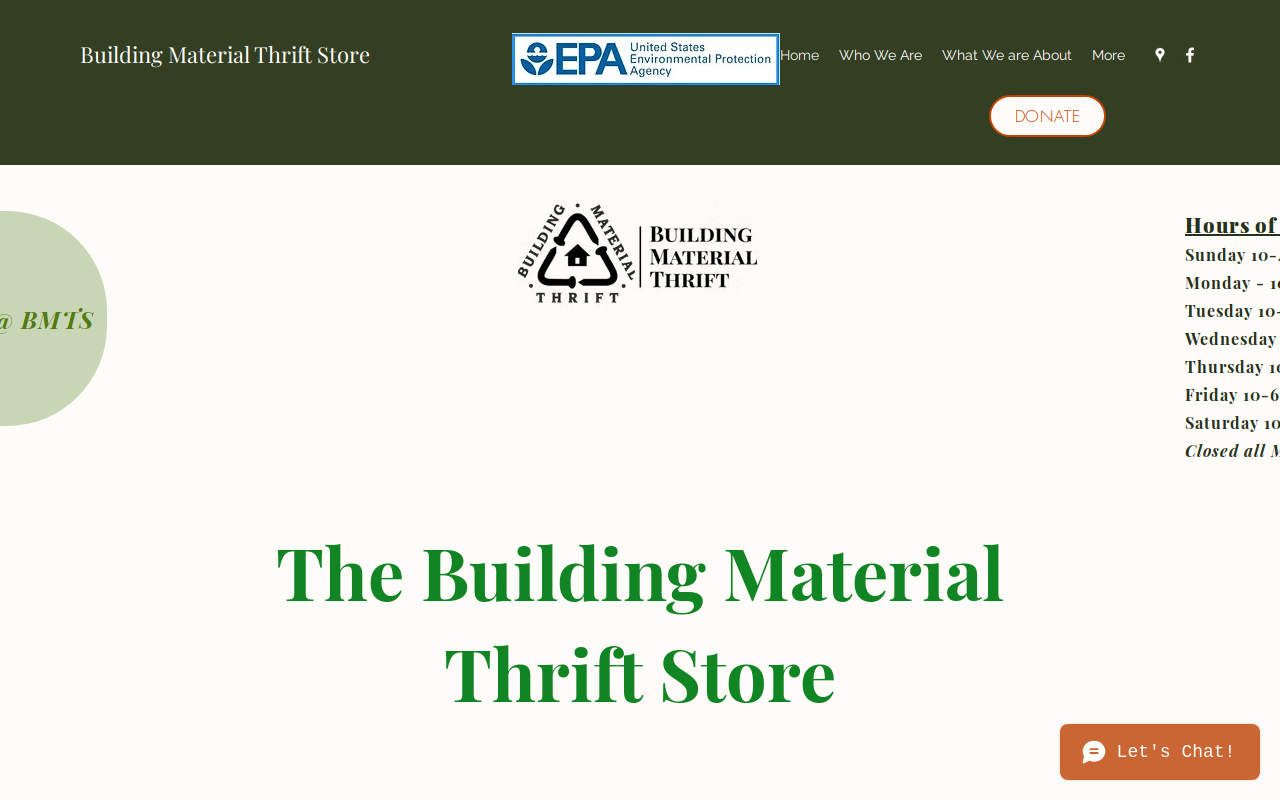 Building Material Thrift Store website preview
