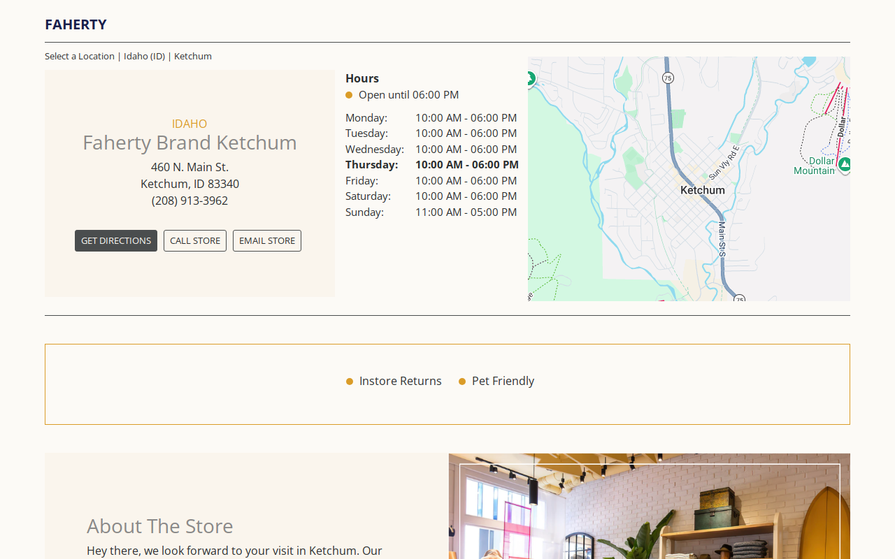 Faherty Brand Ketchum website preview