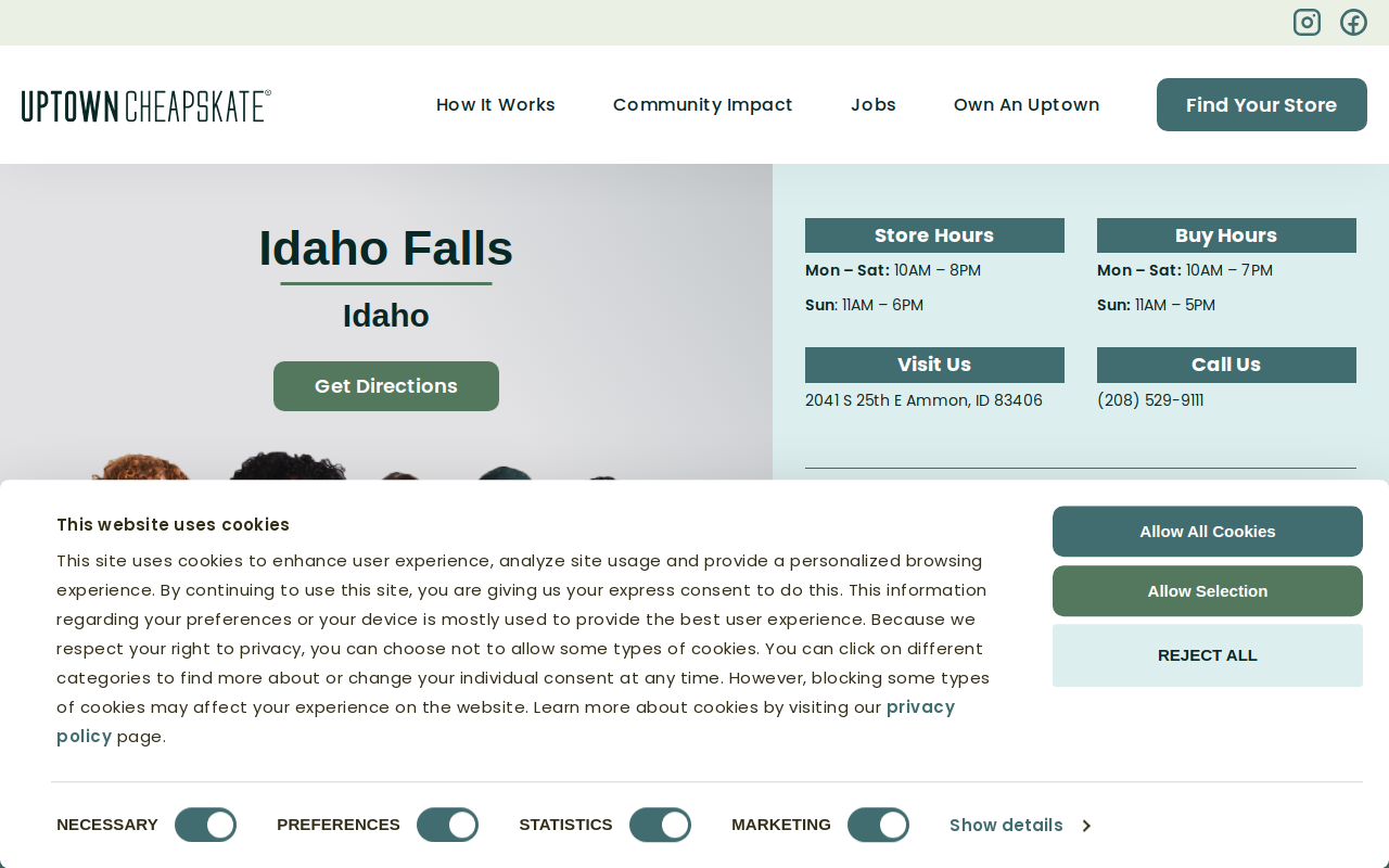 Uptown Cheapskate website preview