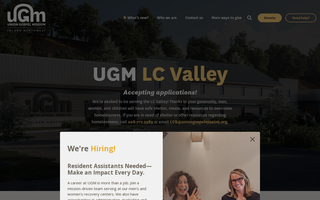 Union Gospel Mission, LC Valley website preview