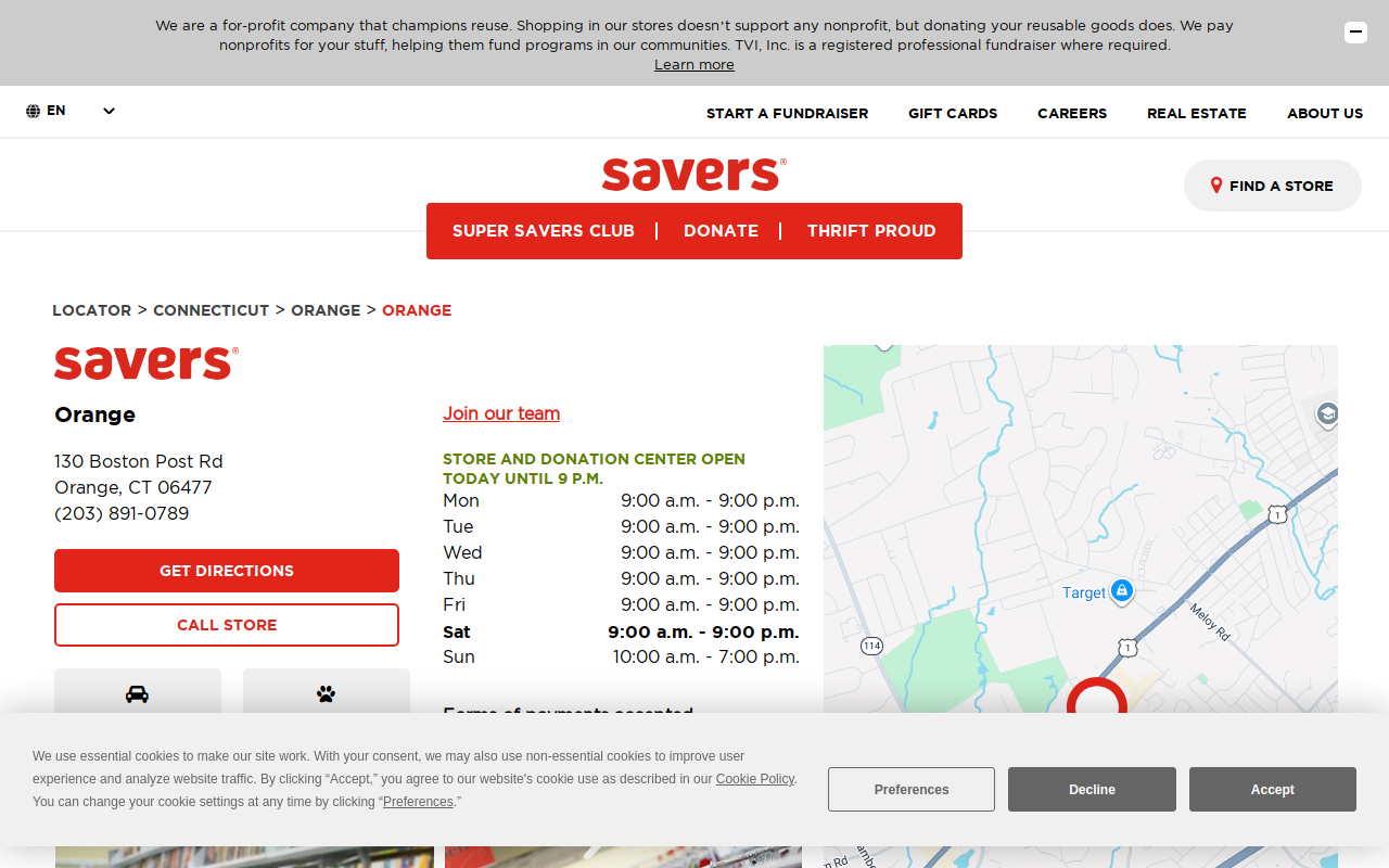 Savers website preview