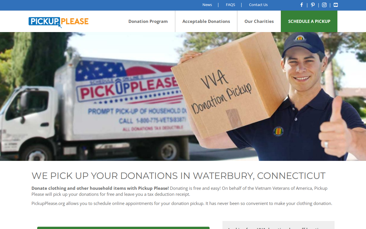 Pickup Please - Free Donation Pickup in Waterbury website preview