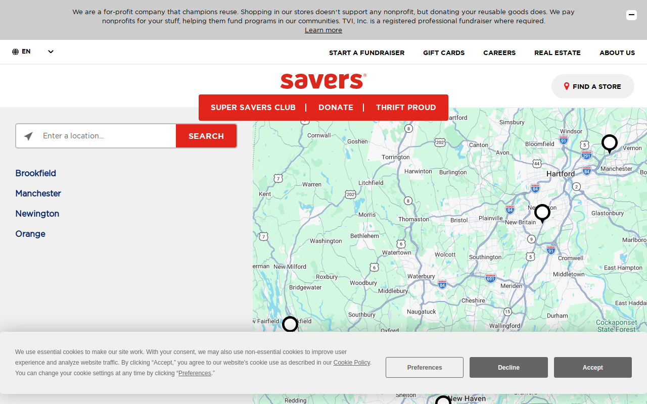 Savers website preview