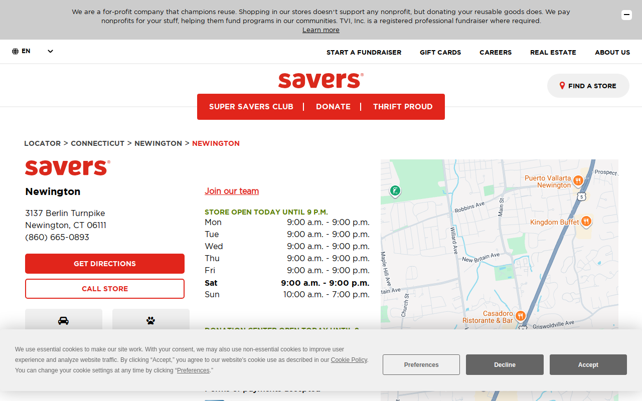 Savers website preview