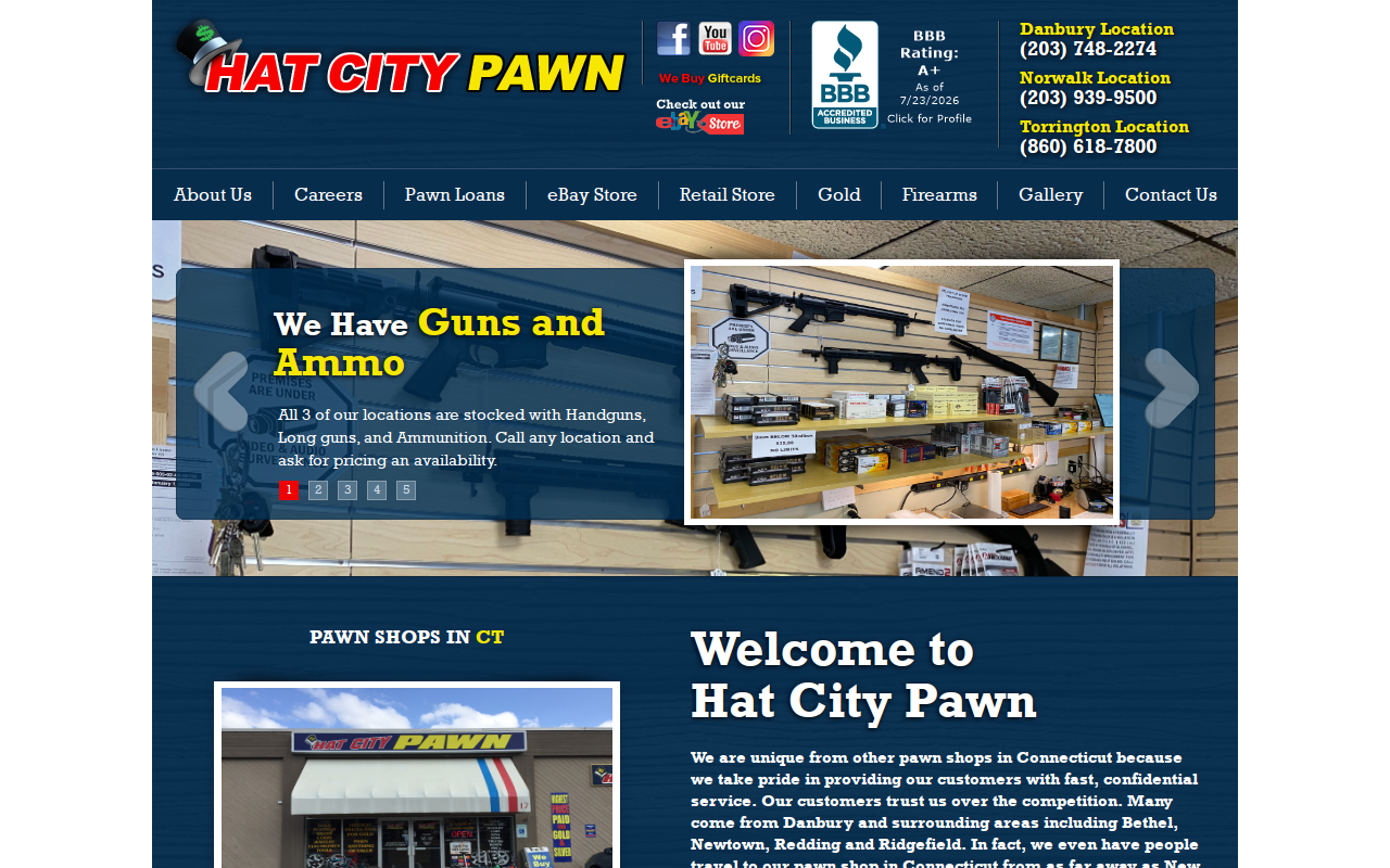 Hat City Pawn website preview