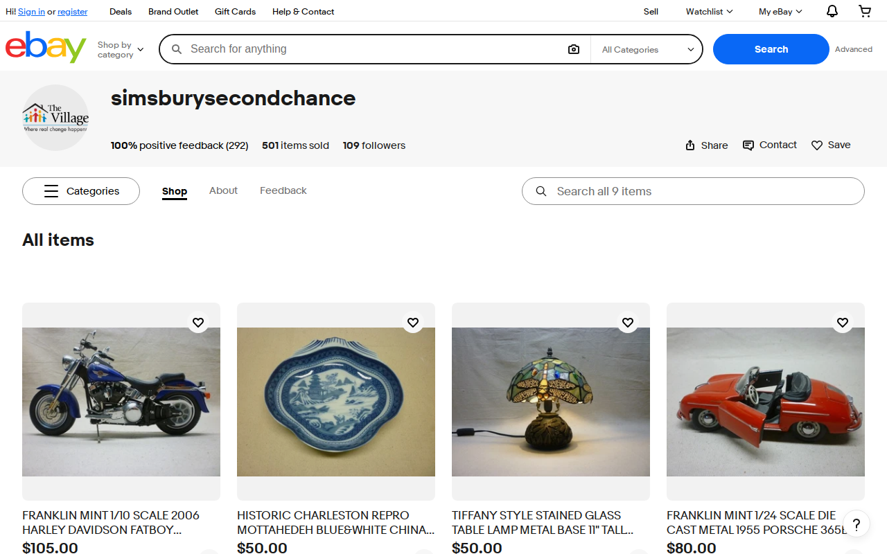 Second Chance Shop website preview