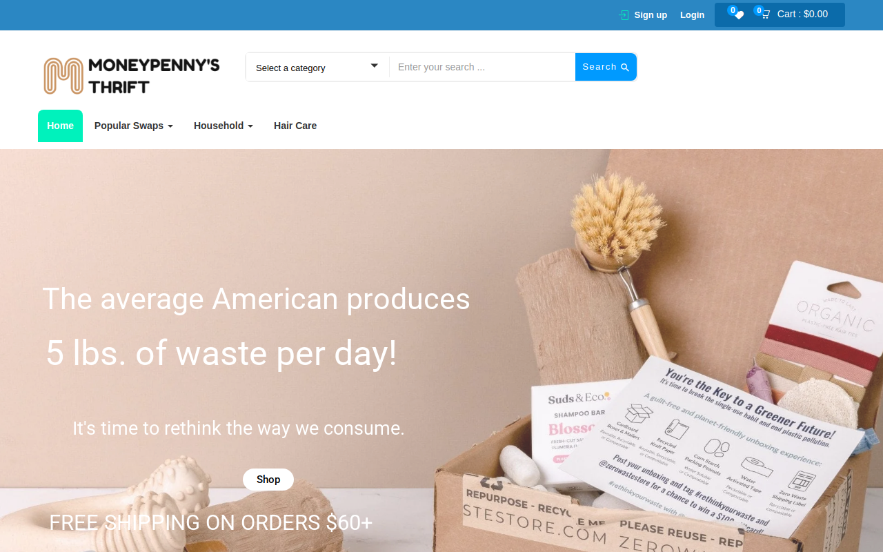 Moneypenny's Thrift website preview