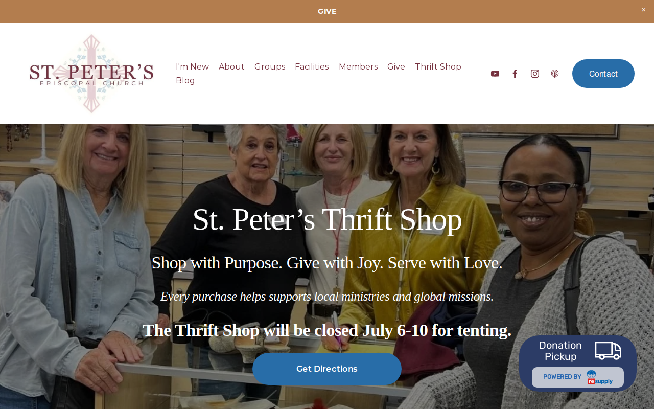 St Peter's Thrift Shop website preview