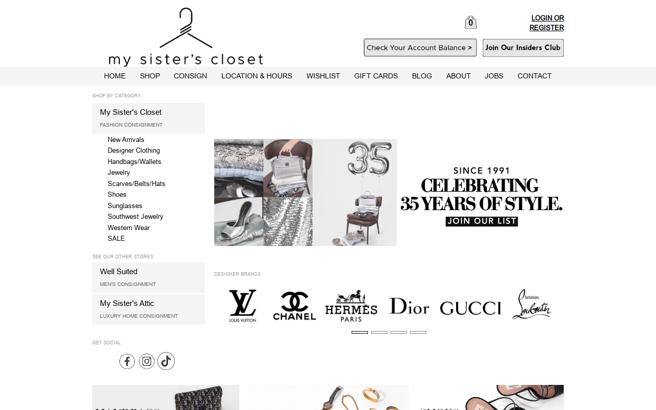 My Sister's Closet website preview