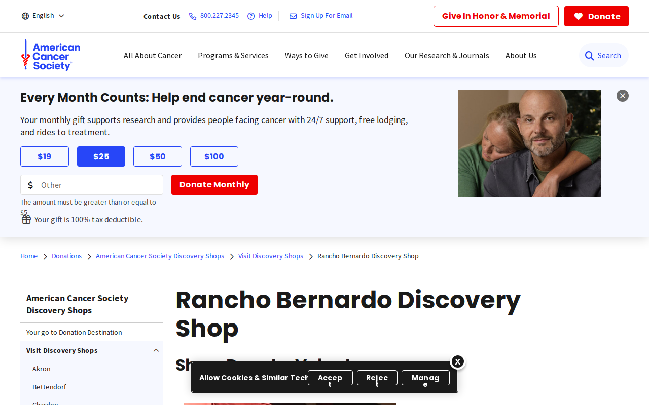 American Cancer Society Discovery Shop - Rancho Bernardo, CA website preview