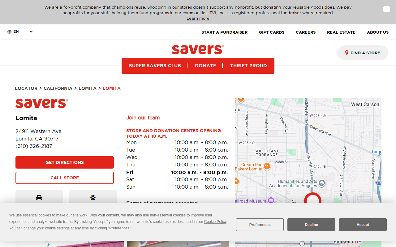 Savers website preview