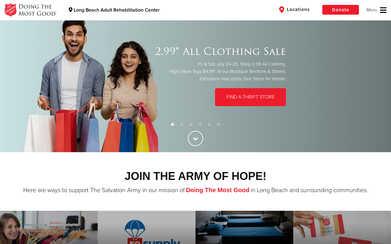 The Salvation Army Thrift Store and Donation Center website preview