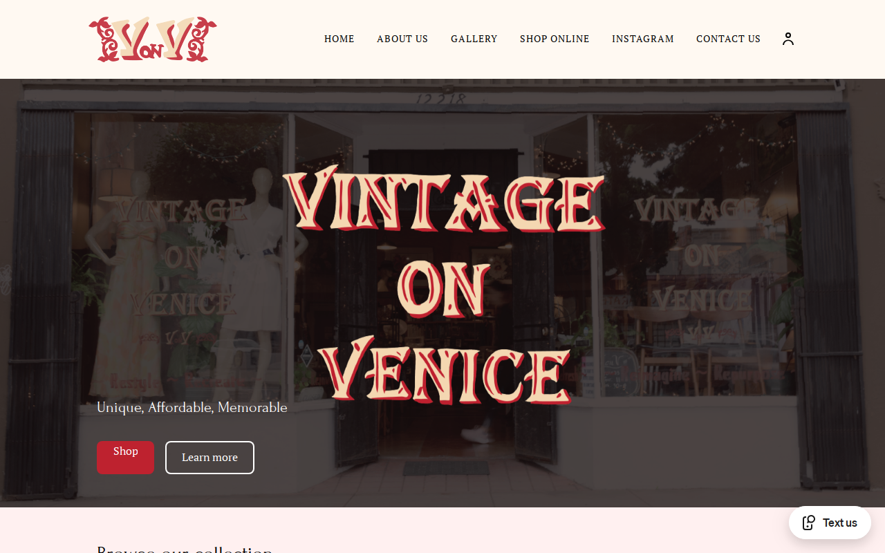 Vintage on Venice website preview