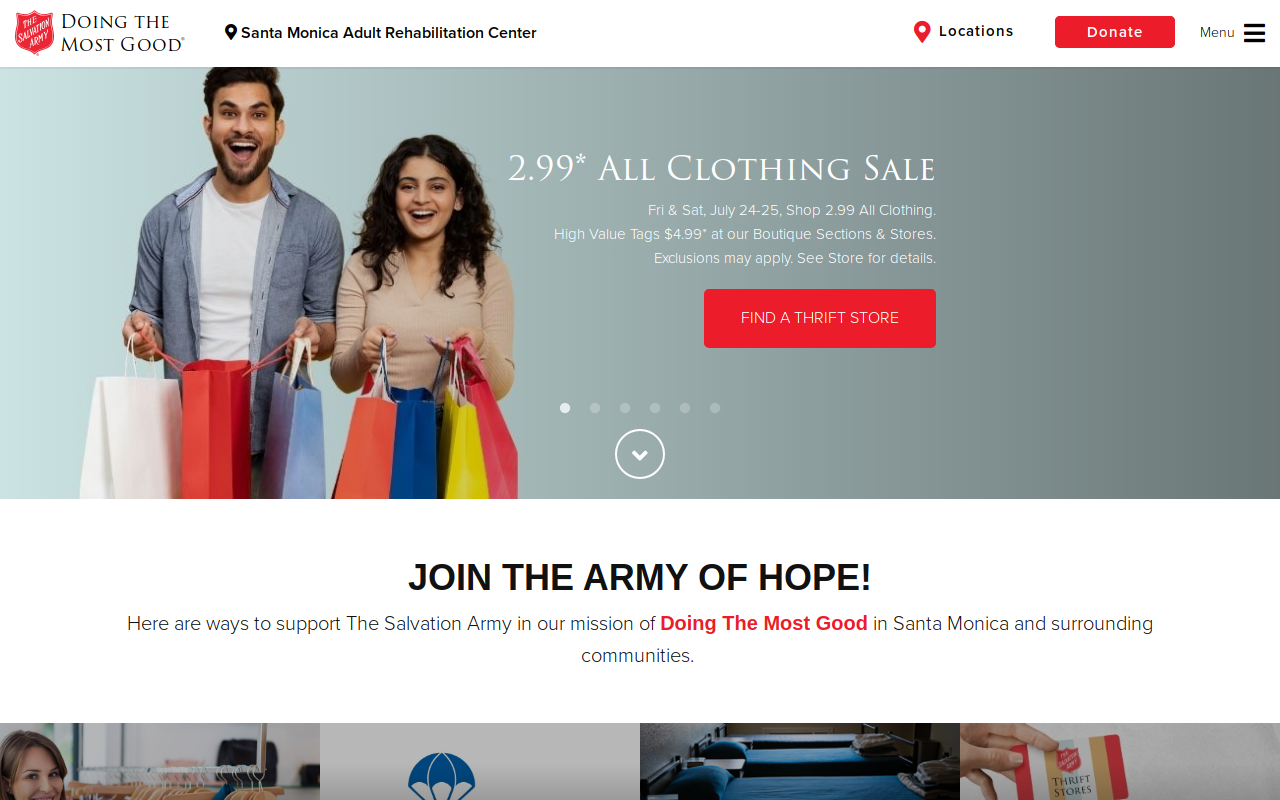 The Salvation Army Thrift Store website preview