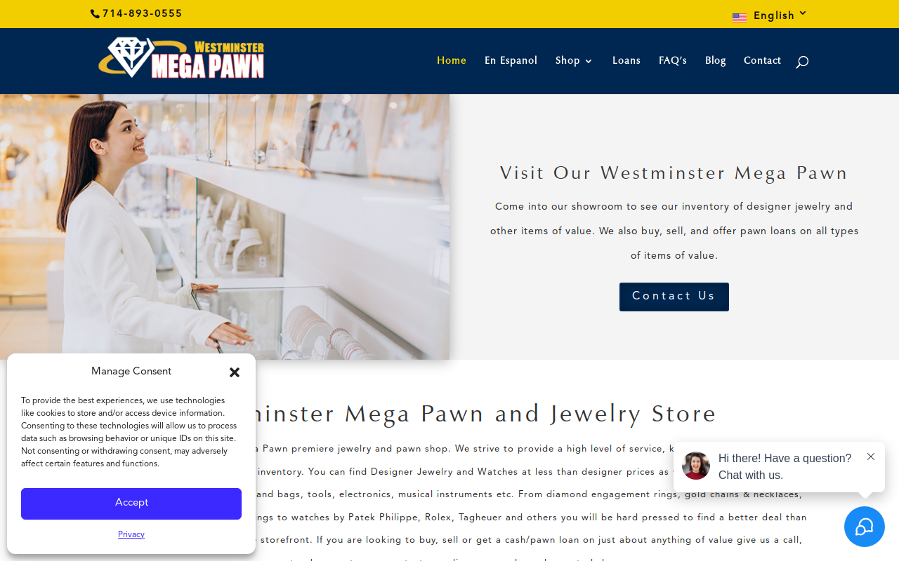 Westminster Mega Pawn website preview