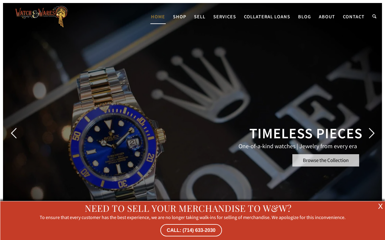 Watch And Wares Jewelry And Loan website preview