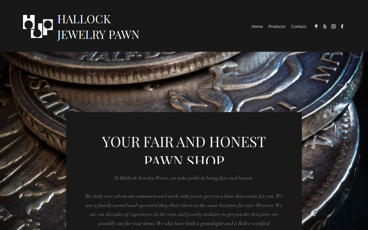 Hallock Jewelry Pawn website preview