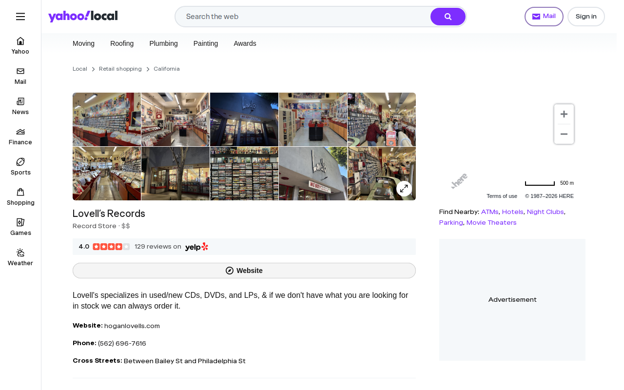 Lovell's Records website preview