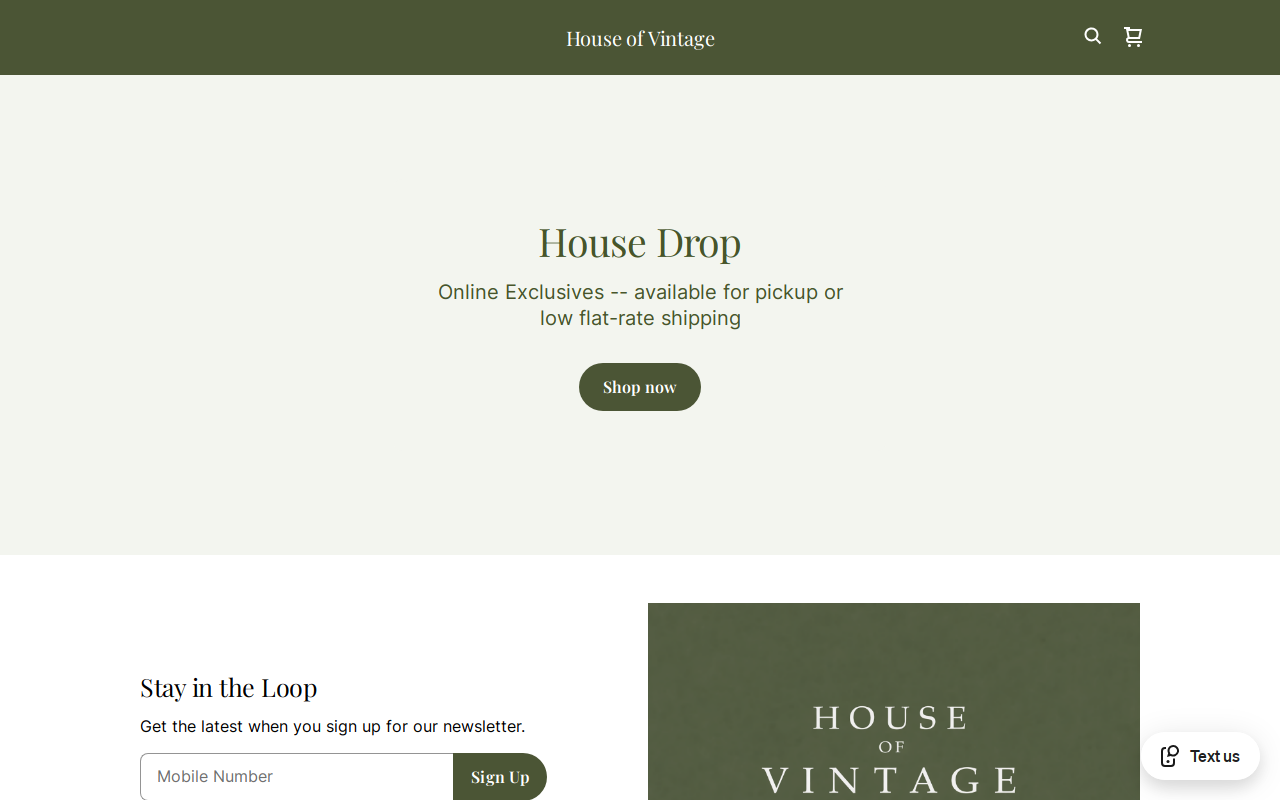 House of Vintage website preview