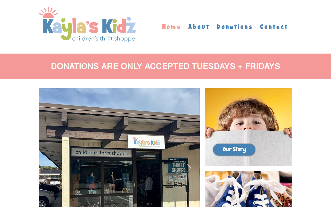 Kayla's Kidz Children's Thrift Shoppe website preview