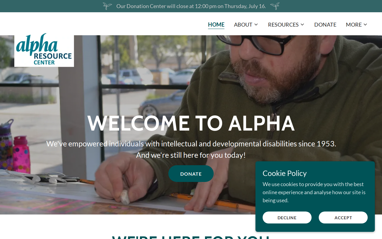 Alpha Thrift Store website preview
