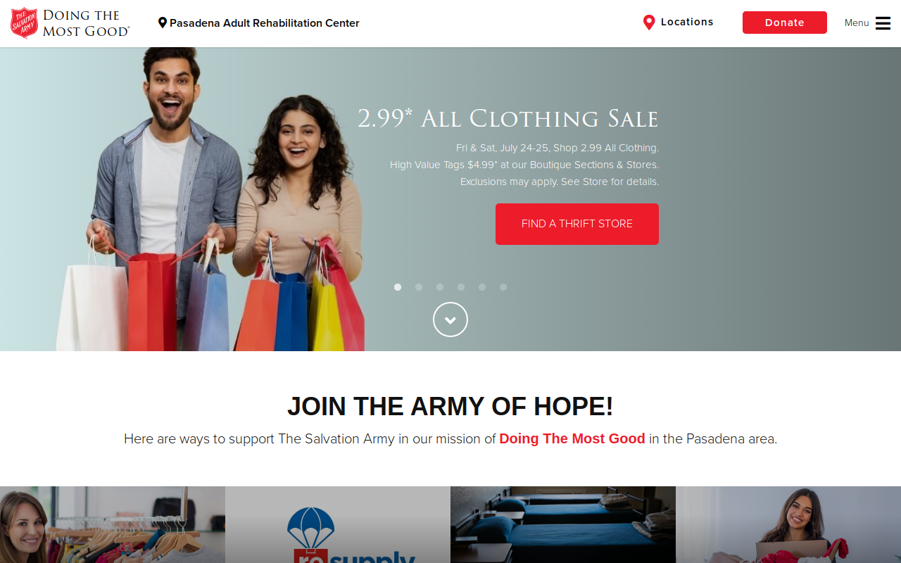 The Salvation Army Thrift Store and Donation Center website preview