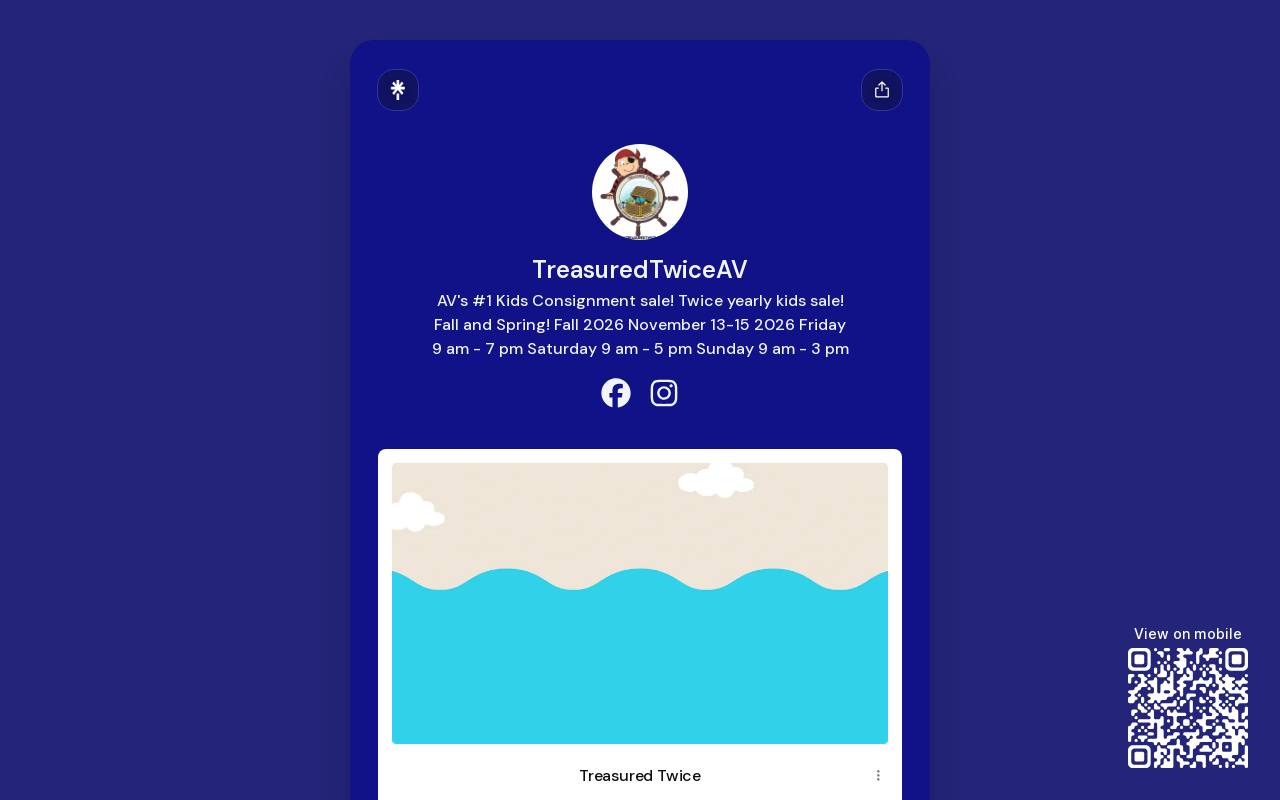 Treasured Twice AV Kids Consignment website preview