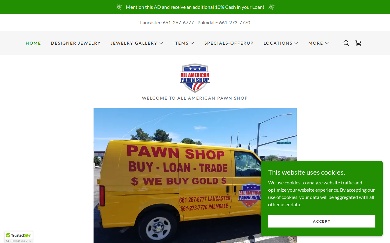 All American Pawn Shop website preview