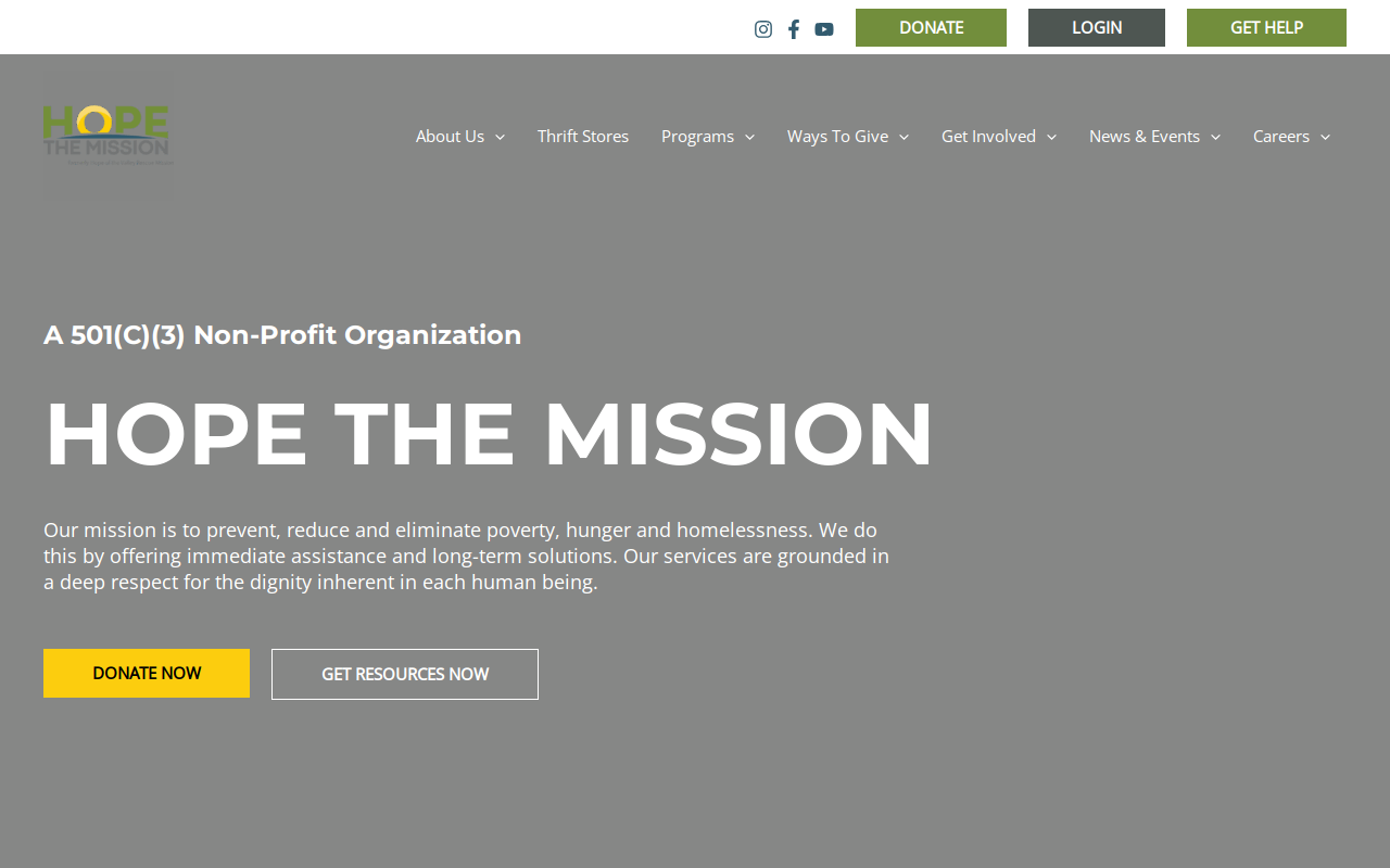 Hope of the Valley Thrift Store website preview