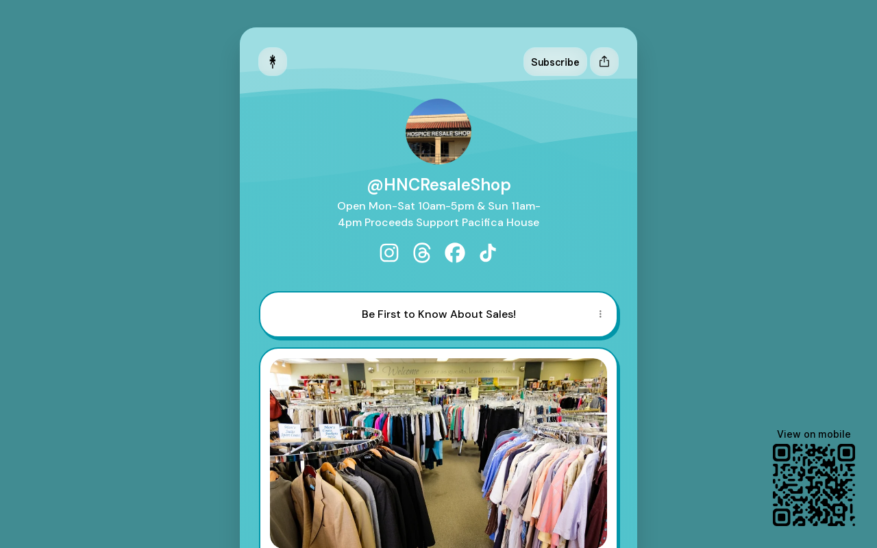 Hospice of the North Coast Resale Shop website preview