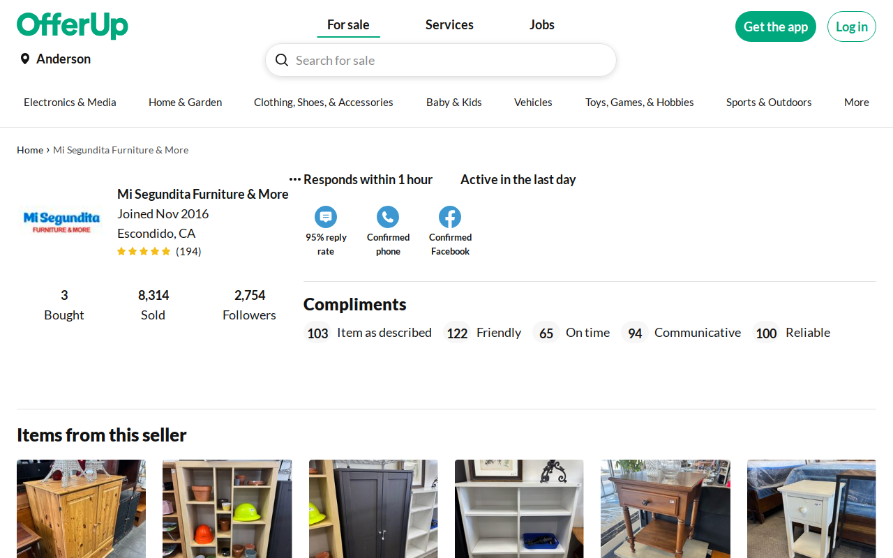 Mi Segundita Furniture & More website preview