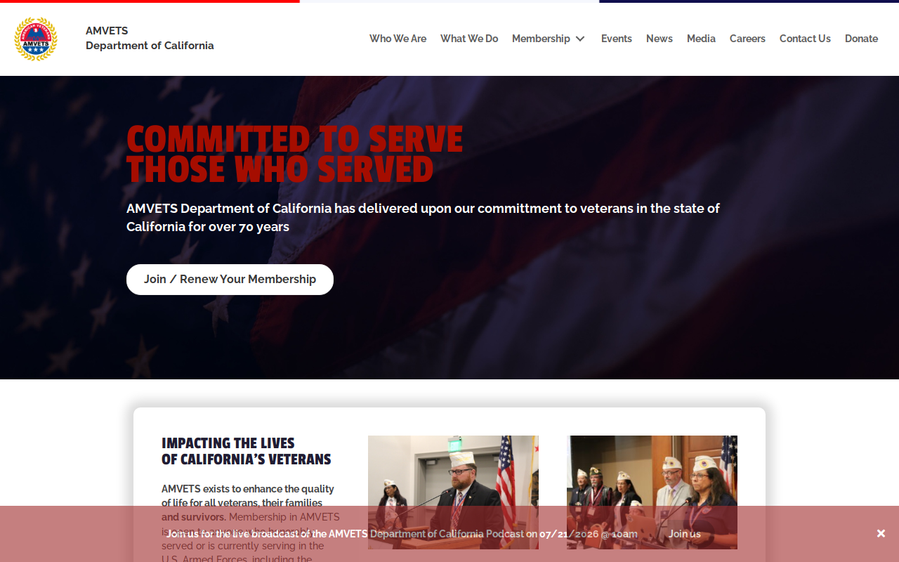 AMVETS Thrift Store website preview