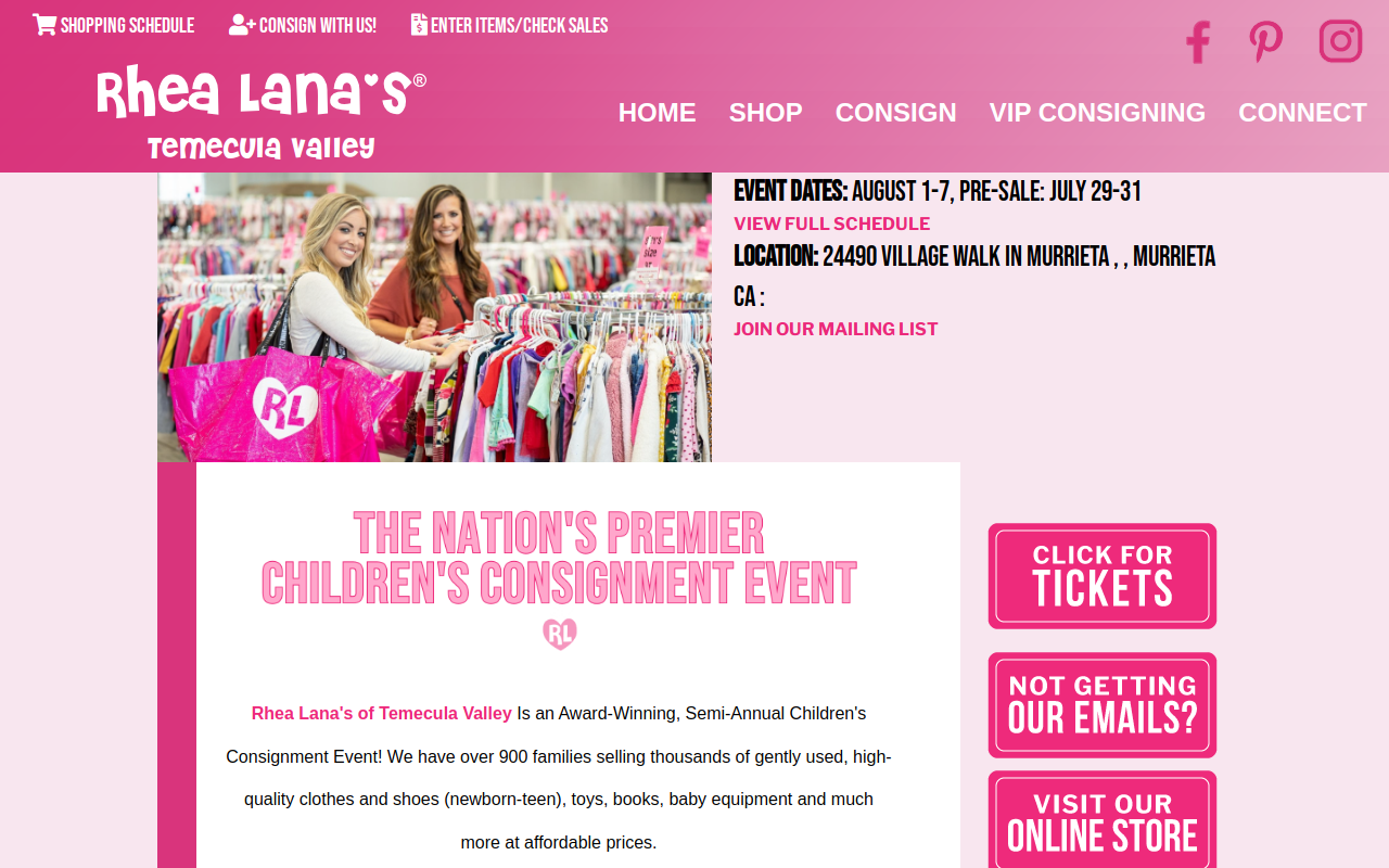 Rhea Lana's of Temecula Valley, CA website preview