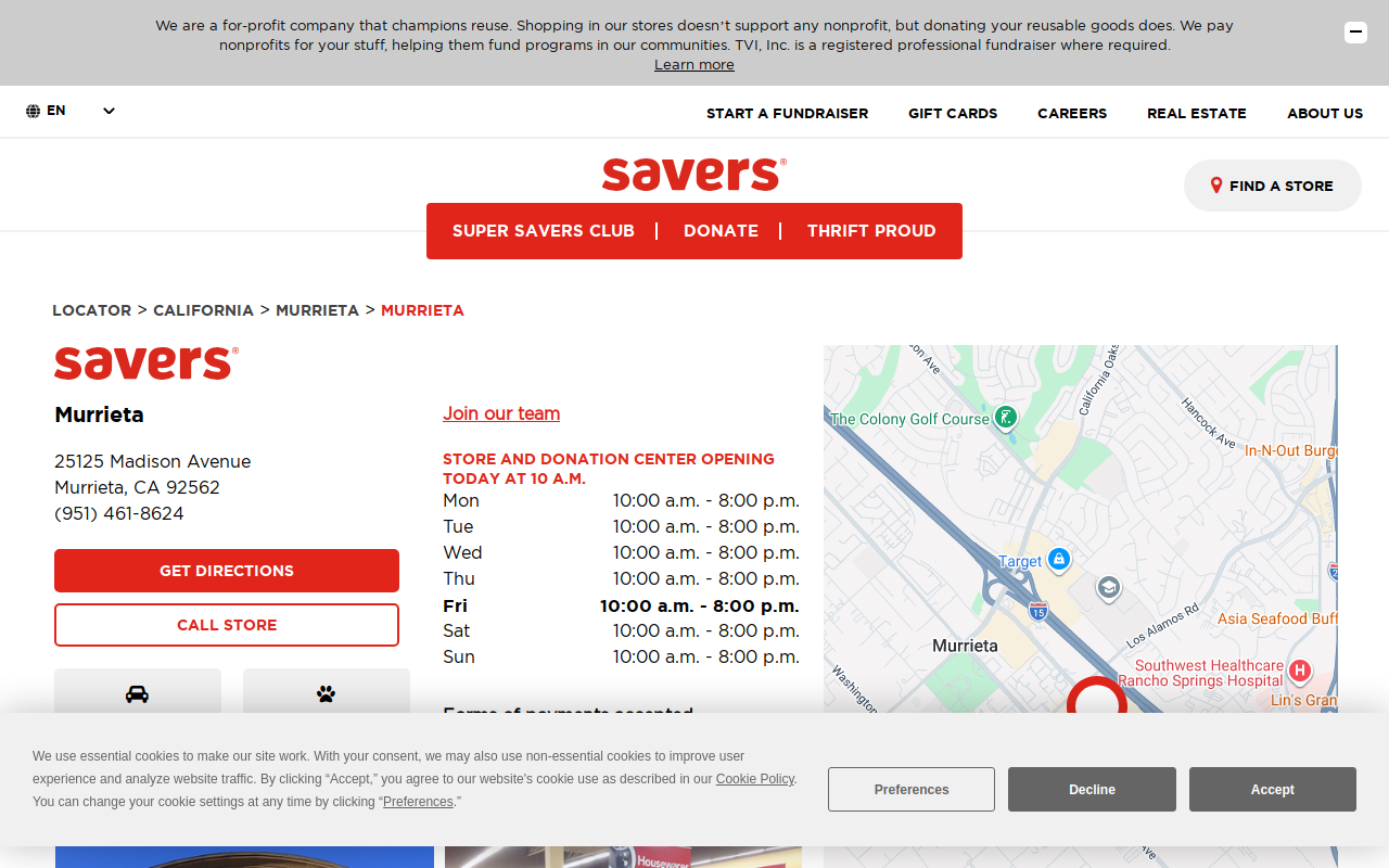 Savers website preview