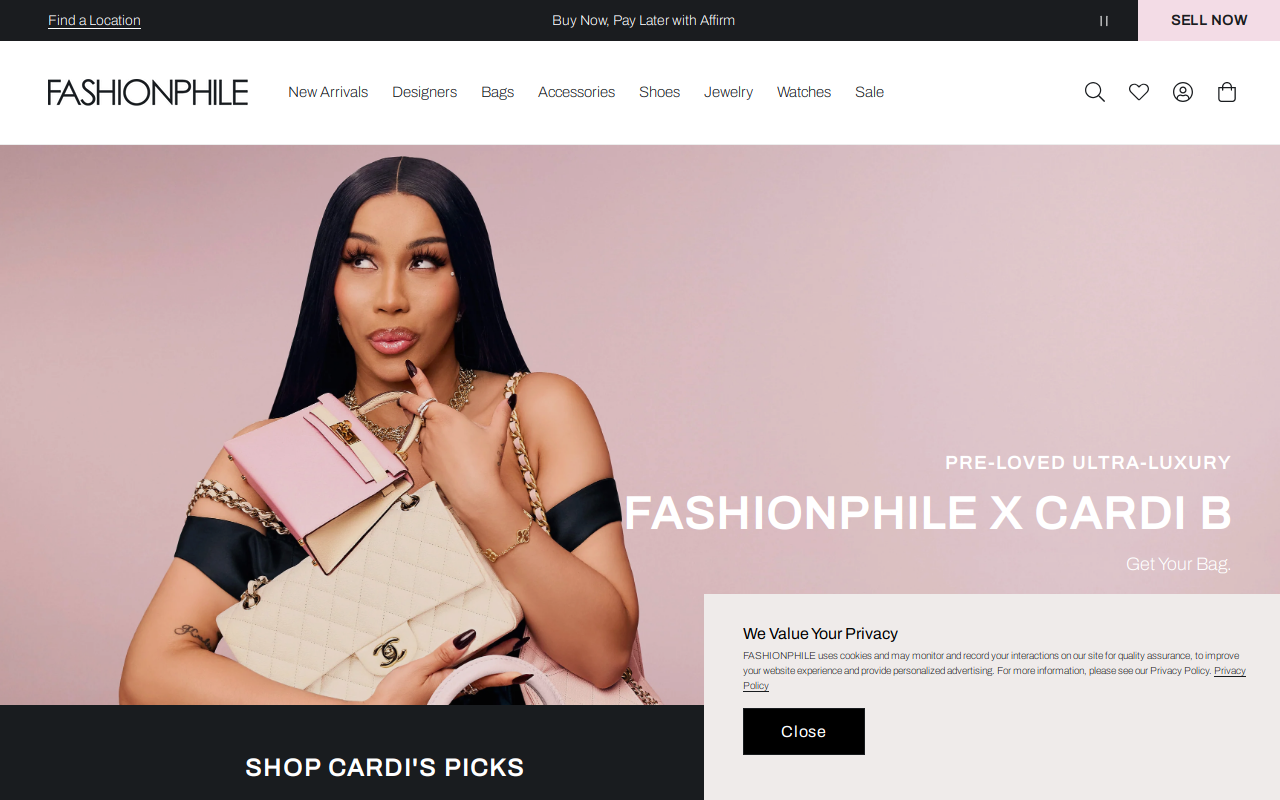 Fashionphile website preview