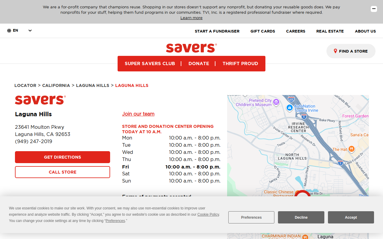 Savers website preview