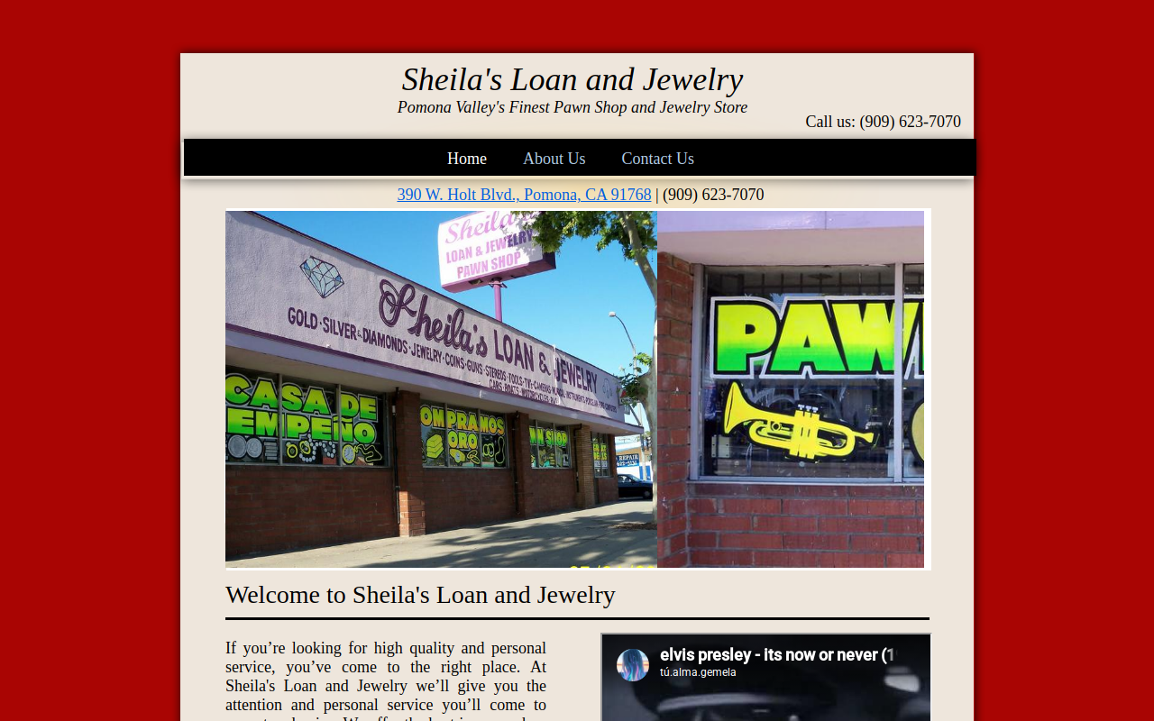 Sheila's Loan & Jewelry website preview