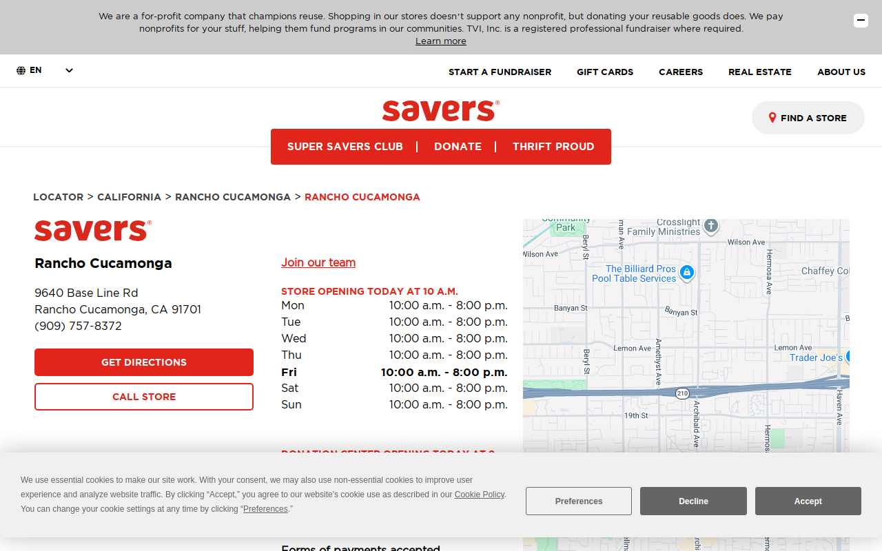Savers website preview