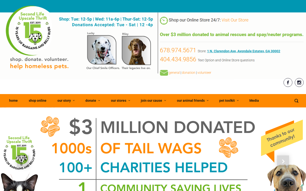 Second Life Thrift Store website preview