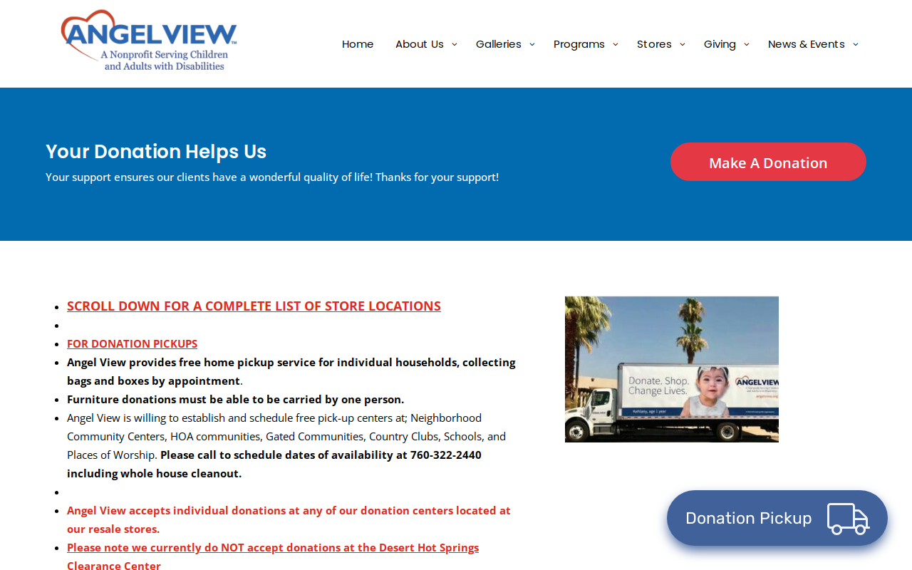 Angel View Resale Store website preview